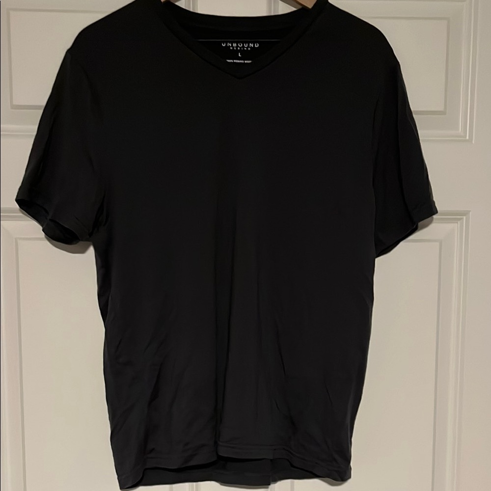 Dark Grey Short Sleeve V-neck Merino Wool Tee